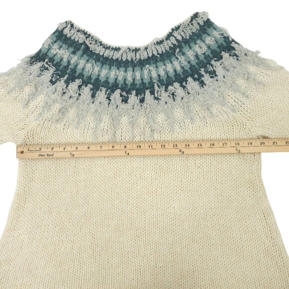 Free People Baltic Fair Isle Sweater Womens M Balloon Sleeve Oversized Boho - Picture 4 of 16